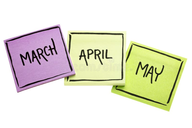 March, April and May on Sticky Notes Stock Image Image of sticky