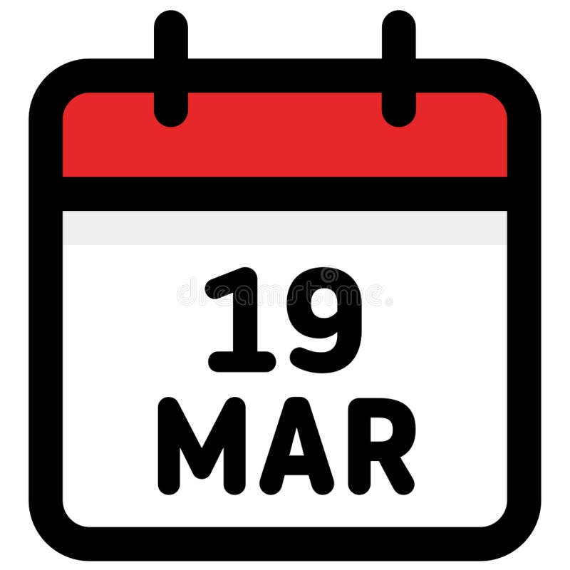 19. March - Calendar Icon - Vector Illustration Stock Vector