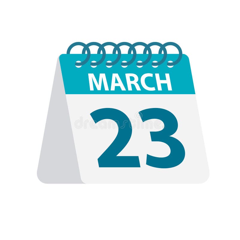 March 23 Calendar Icon Vector Illustration of One Day of Month