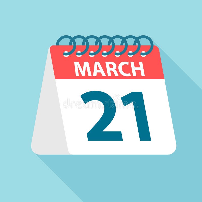 March 21 Calendar Icon. Vector Illustration of One Day of Month