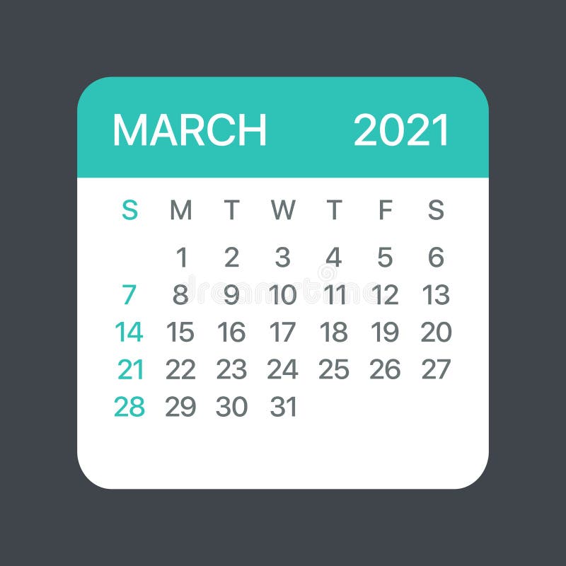 March 2021 Calendar Leaf Vector Template Graphic Illustration Stock Illustration Illustration Of Organizer Color 179560446