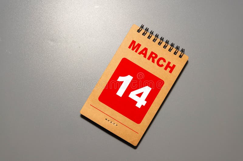March 14th. Day 14 of Month, Calendar on Table with Yellow Background Stock Image - Image of monthly, organizer: 241443499