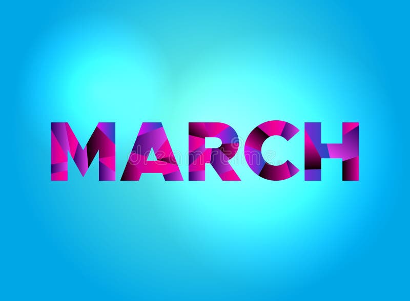 March. the Written Word `March` on a White Background. Modern