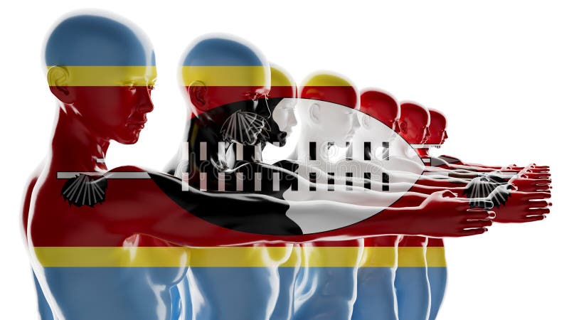 March of Figures Veiled in the Flag of Eswatini royalty free illustration