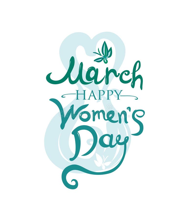 Happy Women`s Day Vector Template with Flower for the March 8 Lettering ...