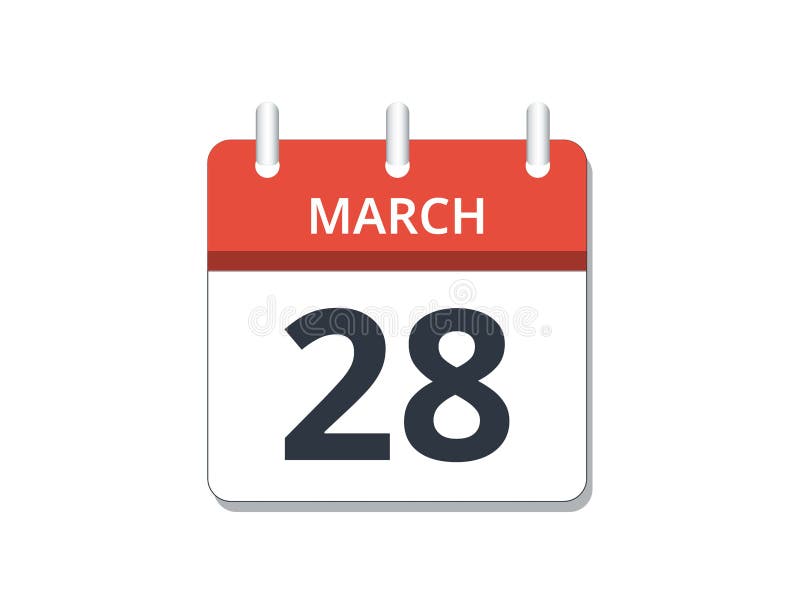 March, 28th Calendar Icon Vector. Concept of Schedule, Business and