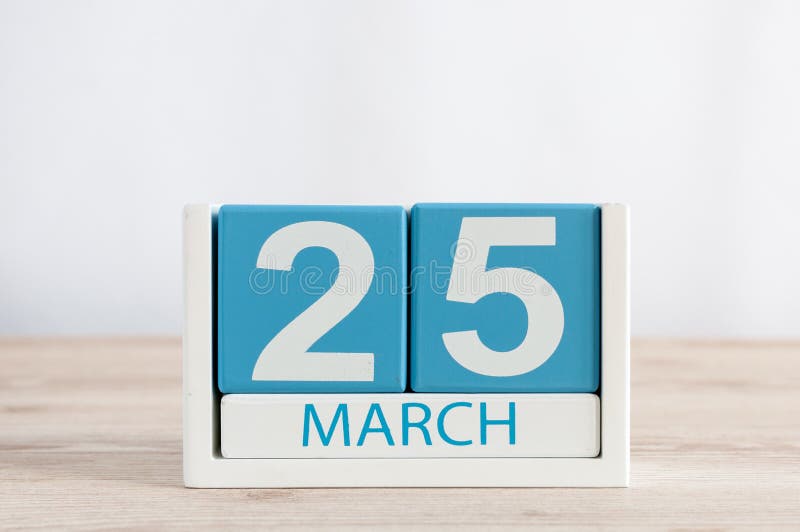 March 25th. Day 25 of March Month, Calendar on Blue and Yellow