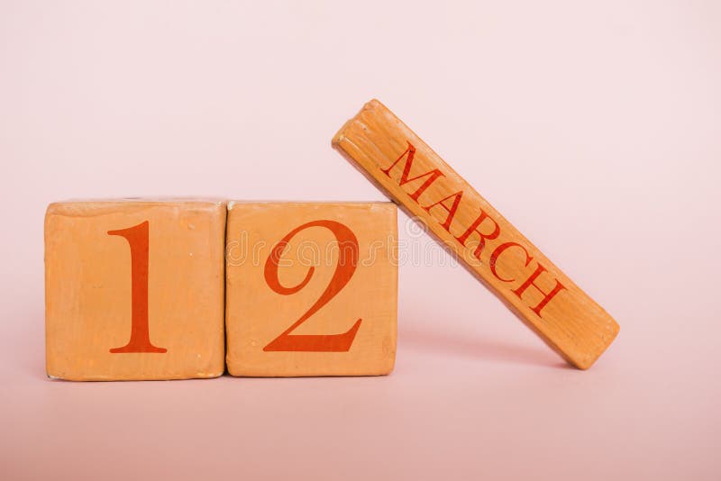 March 12th. Day 12 Of Month, Handmade Wood Calendar On Modern Color