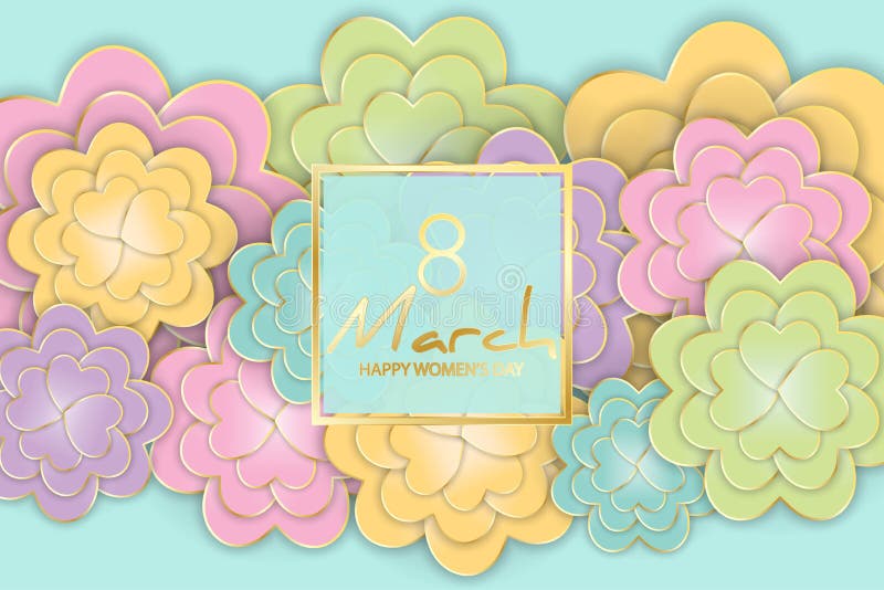 8 March, Women`s Day floral greeting card. 3d, origami, paper cu royalty free illustration 8 March, Women`s Day floral greeting card. 3d, origami, paper cu royalty free illustration