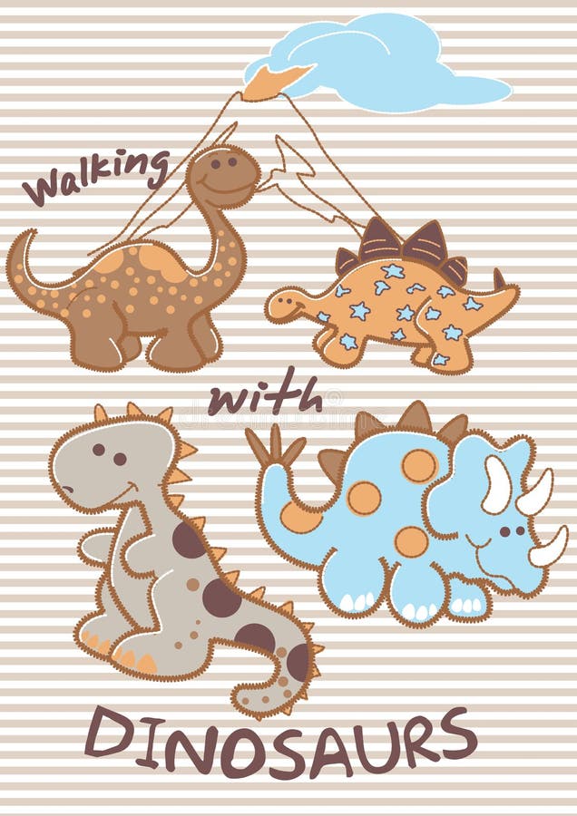 Marche avec des dinosaures. illustration libre de droits Marche avec des dinosaures. illustration libre de droits