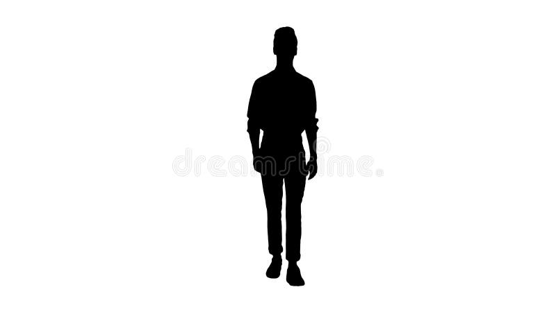 Marche blanche de port belle de chemise de silhouette jeune banque de vidéos