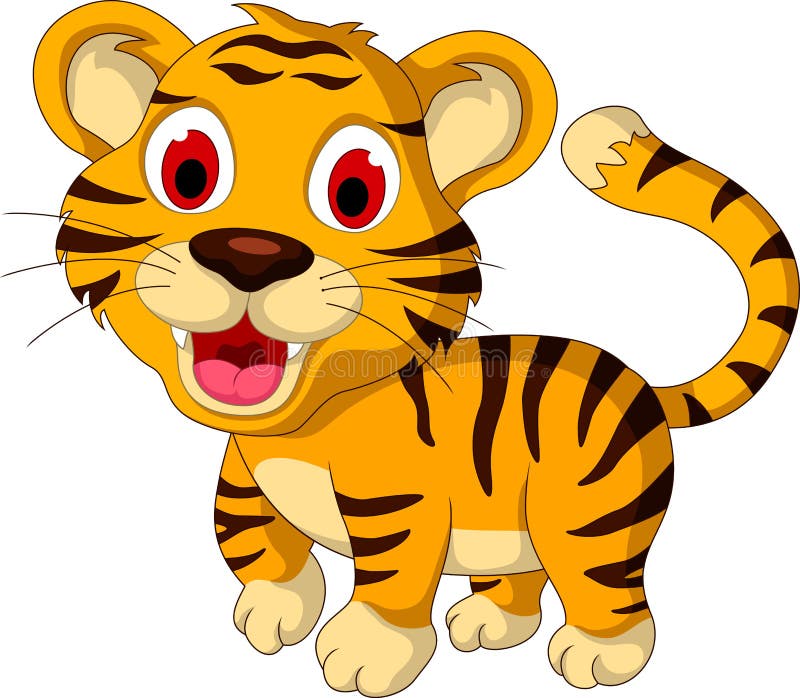 Illustration of cute baby tiger walking. Illustration of cute baby tiger walking