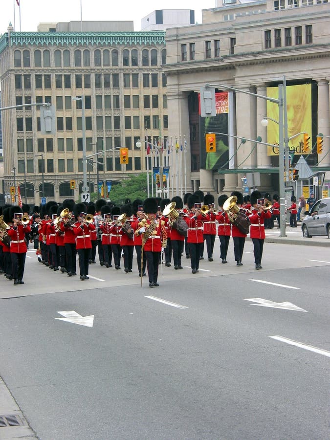 Marching ceremonial military orchestra in Ottawa, Canada. Marching ceremonial military orchestra in Ottawa, Canada