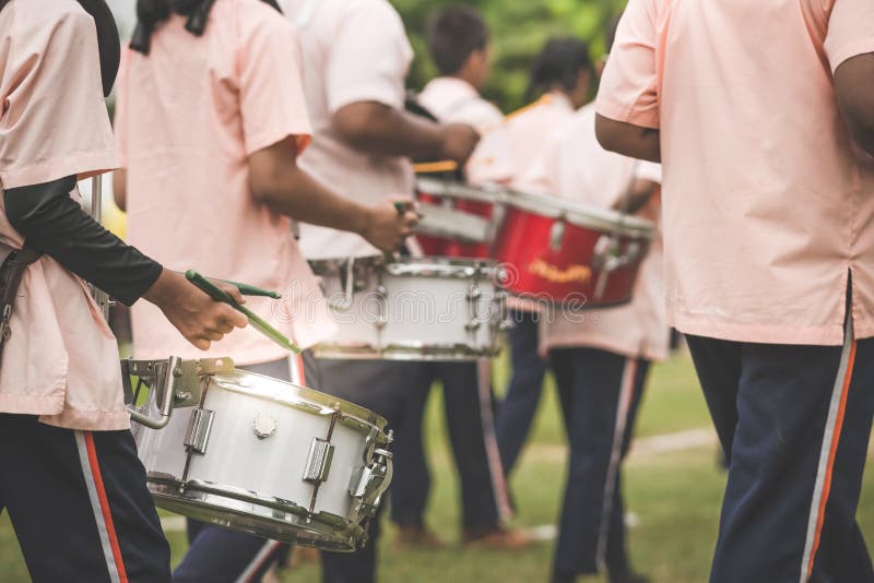 Marching Band Drummers Perform Stock Image Image of drummers, drummer