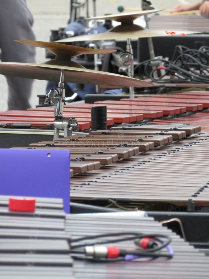 Marching Band Front Ensemble Marimbas with Cymbals Stock Image Image