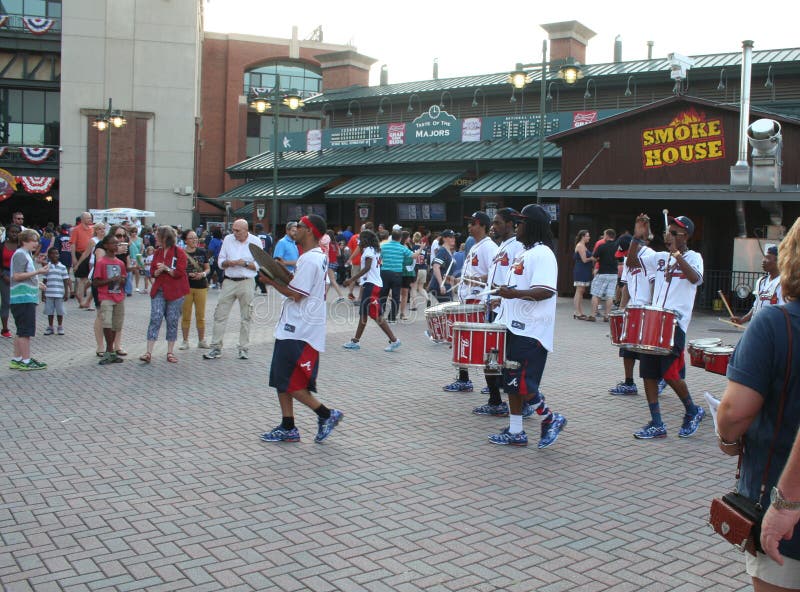 Marching Percussion Band at Atlanta Braves Game Editorial Stock Photo