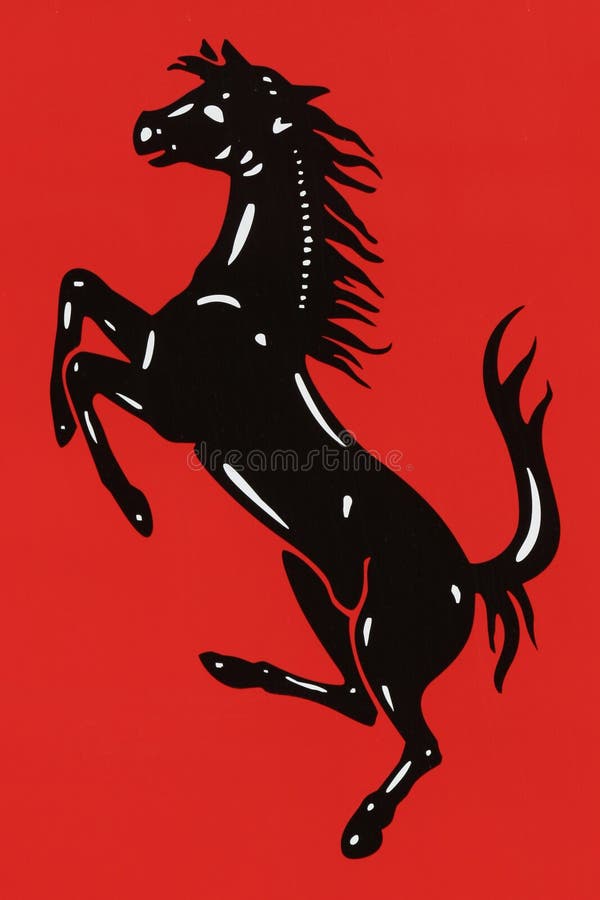 Ferrari logo on red background, Cavallino Rampante badge. Ferrari logo on red background, Cavallino Rampante badge