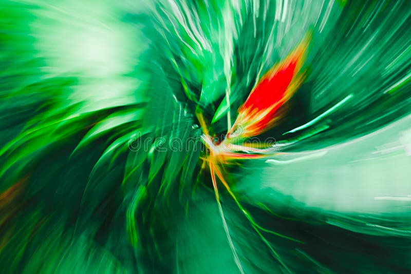 Marchio di infamia rosso in mezzo ai petali verdi - impressionismo di espressionismo astratto fotografie stock