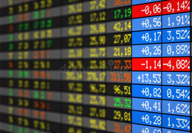 Stock market electronic board with numbers in colors. Stock market electronic board with numbers in colors
