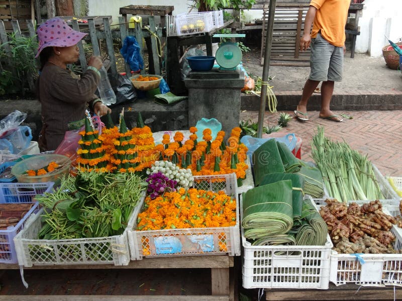 Marché d'air ouvert, Luang Prabang, Laos images libres de droits Marché d'air ouvert, Luang Prabang, Laos images libres de droits
