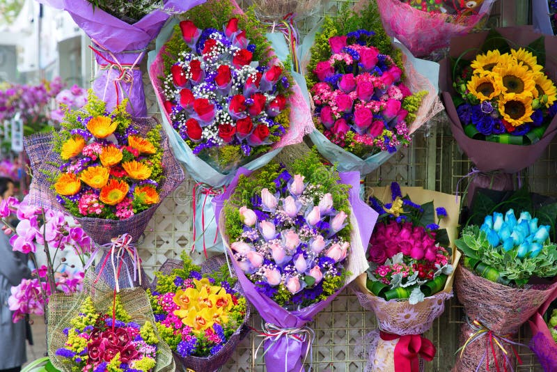 Marché aux fleurs à Hong Kong image stock