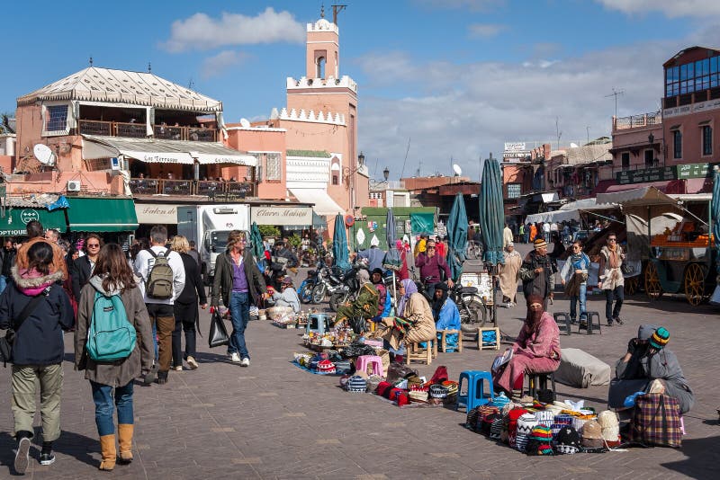 Marché Marrakech Maroc d'EL Fnaa de Jemaa image libre de droits Marché Marrakech Maroc d'EL Fnaa de Jemaa image libre de droits