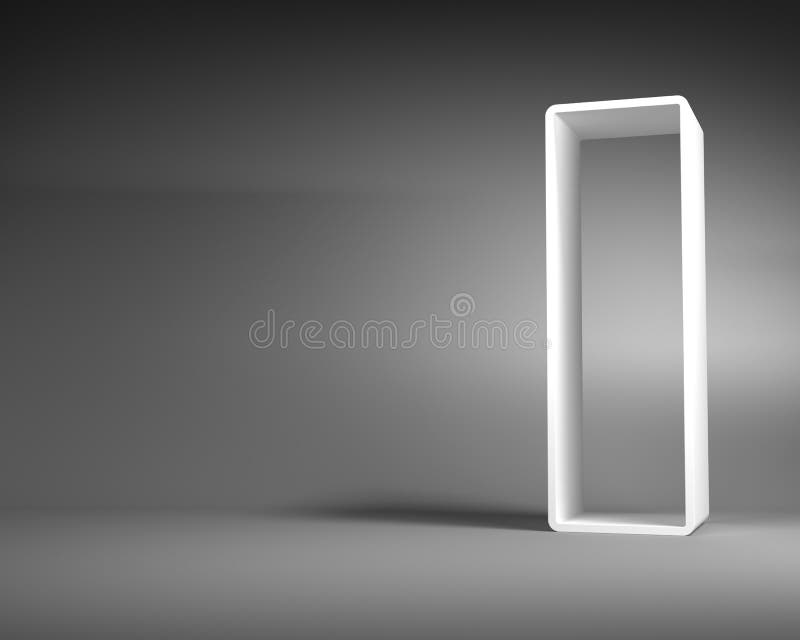 Marco rectangular abstracto blanco de pie en la habitación gris stock de ilustración
