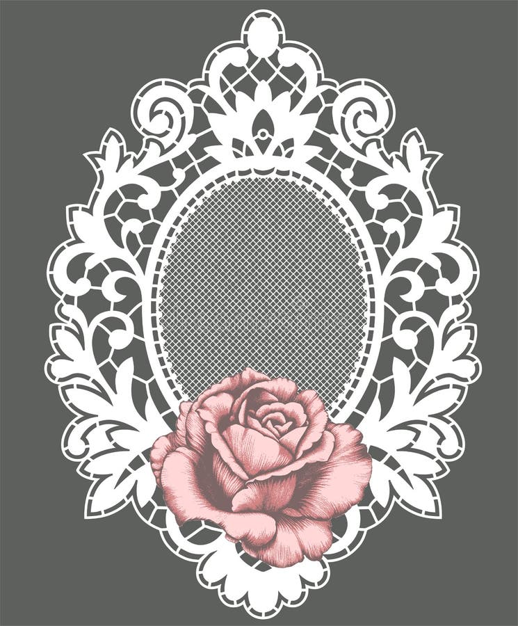 Marco blanco del cordón El color de rosa se levantó libre illustration Marco blanco del cordón El color de rosa se levantó libre illustration
