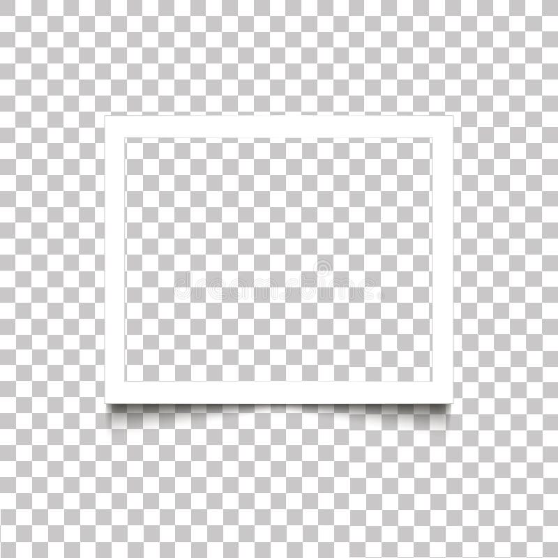 Marco blanco en blanco realista de la foto con la sombra en fondo transparente Vector el desi retro de la foto de la plantilla de ilustración del vector Marco blanco en blanco realista de la foto con la sombra en fondo transparente Vector el desi retro de la foto de la plantilla de ilustración del vector