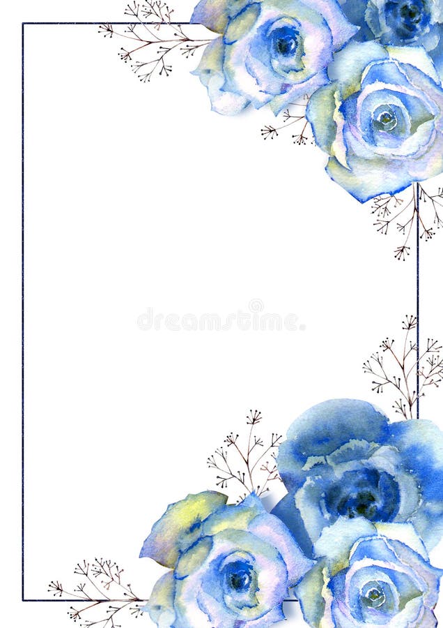 Marco Con Acuarela Floral Roses Azules Sobre Fondo Blanco Aislado Flores Brillantes, Hojas, Para La Boda Stock de ilustración - Ilustración de aniversario, ramo: 163913886 Marco Con Acuarela Floral Roses Azules Sobre Fondo Blanco Aislado Flores Brillantes, Hojas, Para La Boda Stock de ilustración - Ilustración de aniversario, ramo: 163913886