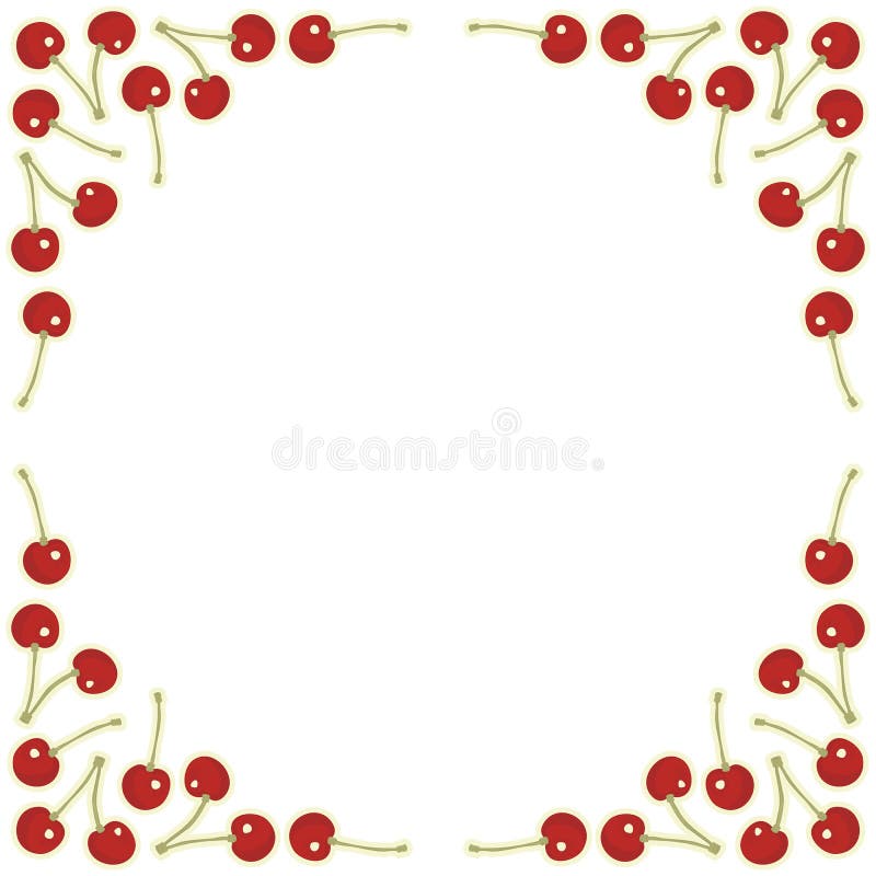 Marco cuadrado de cerezas rojas libre illustration