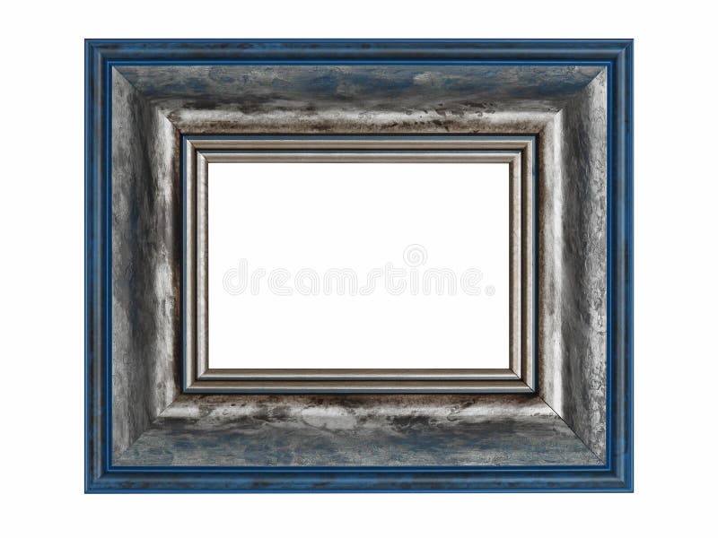 Marco de madera para cuadros o fotos con patina de plata Aislado en blanco fotografía de archivo libre de regalías Marco de madera para cuadros o fotos con patina de plata Aislado en blanco fotografía de archivo libre de regalías