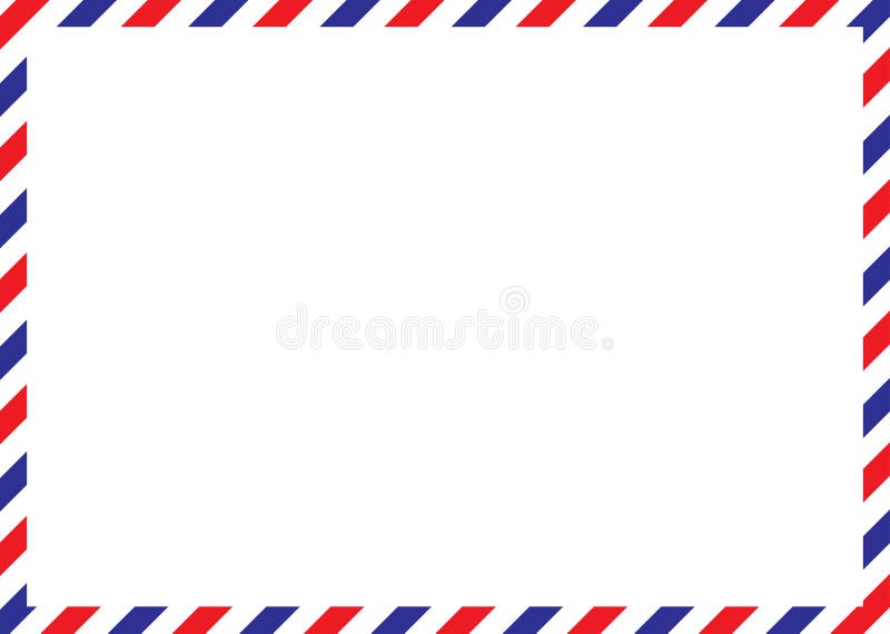 Marco de sobres de correo aéreo. frontera internacional de cartas vintage. postal de correo aéreo retro con franjas azules y rojas