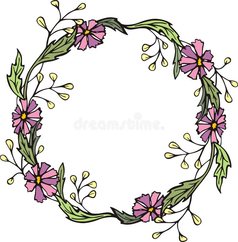 Guirnalda Floral Del Vector, Marco Elementos Botánicos Rústicos