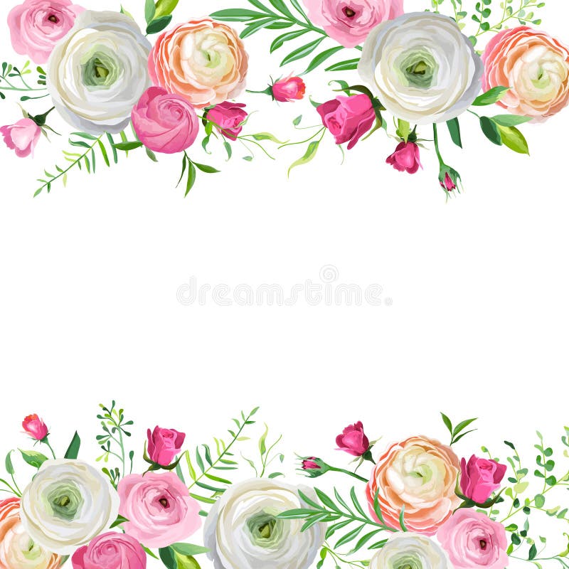 Marco floral de la primavera y del verano para la decoración de los días de fiesta Invitación de la boda, plantilla de la tarjeta stock de ilustración Marco floral de la primavera y del verano para la decoración de los días de fiesta Invitación de la boda, plantilla de la tarjeta stock de ilustración