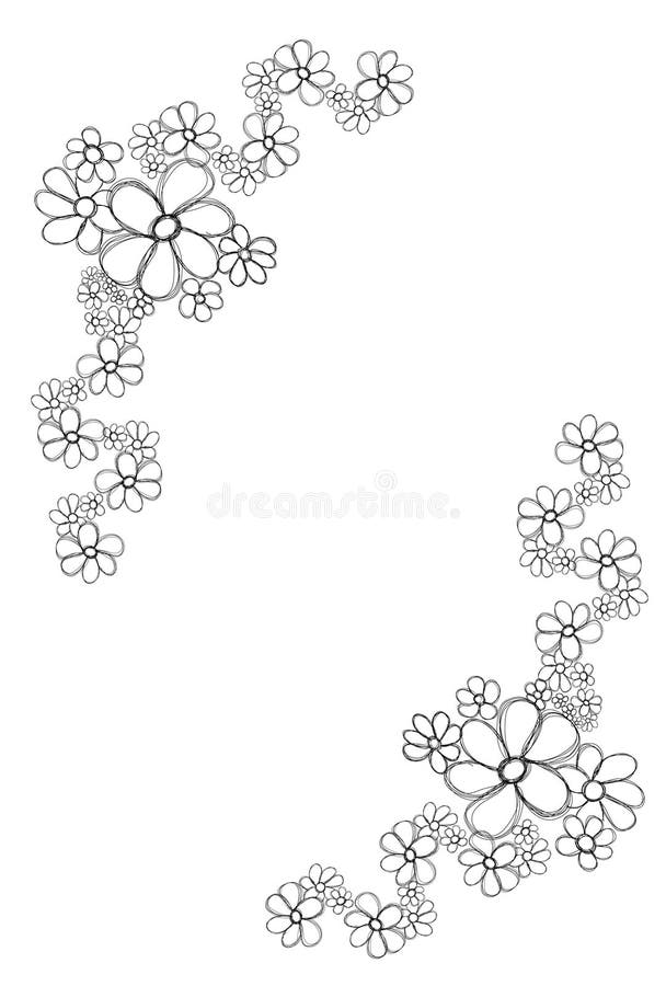 Marco floral de la silueta. Blanco y negro. stock de ilustración Marco floral de la silueta. Blanco y negro. stock de ilustración