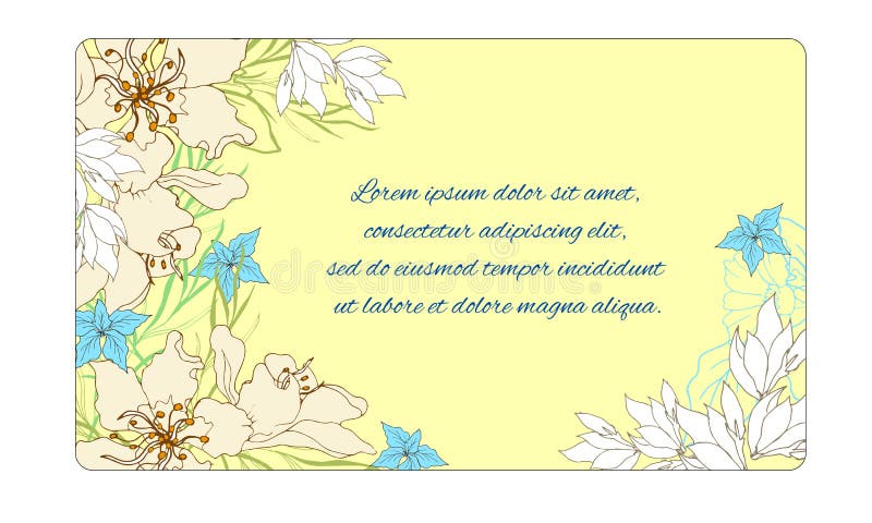 Marco floral para el texto Postal para la enhorabuena con las flores de la primavera en un fondo amarillo Ilustraci?n del vector ilustración del vector Marco floral para el texto Postal para la enhorabuena con las flores de la primavera en un fondo amarillo Ilustraci?n del vector ilustración del vector