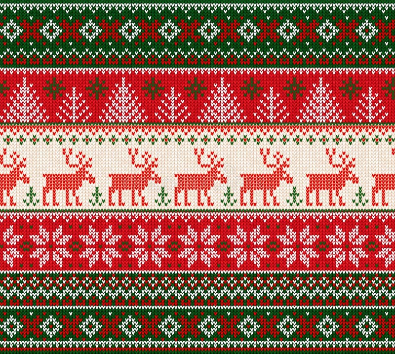 Ugly sweater Merry Christmas Happy New Year Vector illustration knitted background seamless pattern folk style scandinavian ornaments. Wallpaper wrapping paper textile print. White, red, green colors. Ugly sweater Merry Christmas Happy New Year Vector illustration knitted background seamless pattern folk style scandinavian ornaments. Wallpaper wrapping paper textile print. White, red, green colors