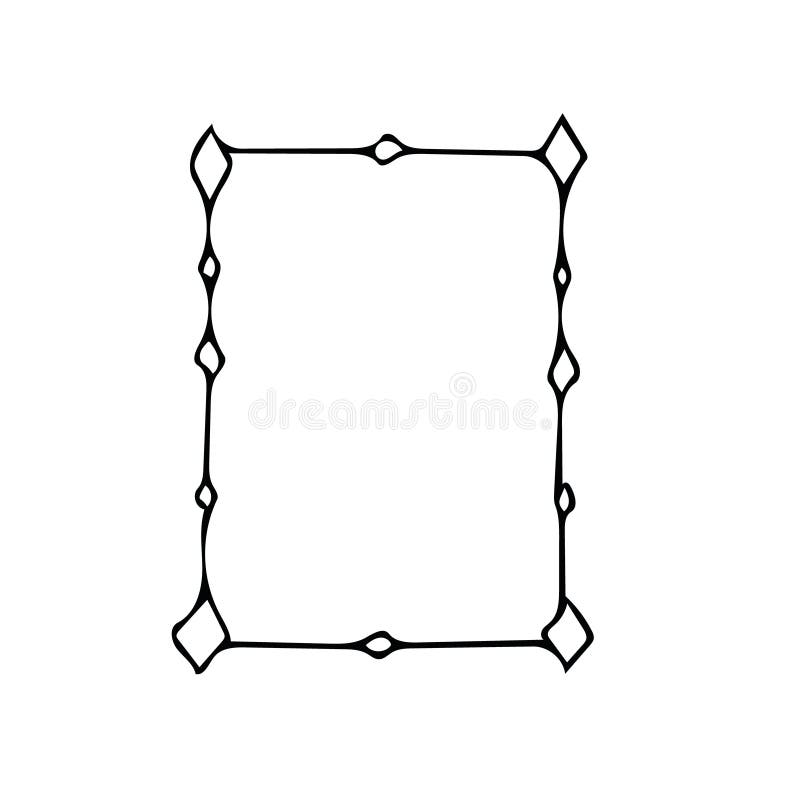 Marco rectangular con rombos de doodles. borde dibujado a mano en estilo de línea simple escandinavo. marco para la invitación de la tarjeta de etiquetas de texto para fotos