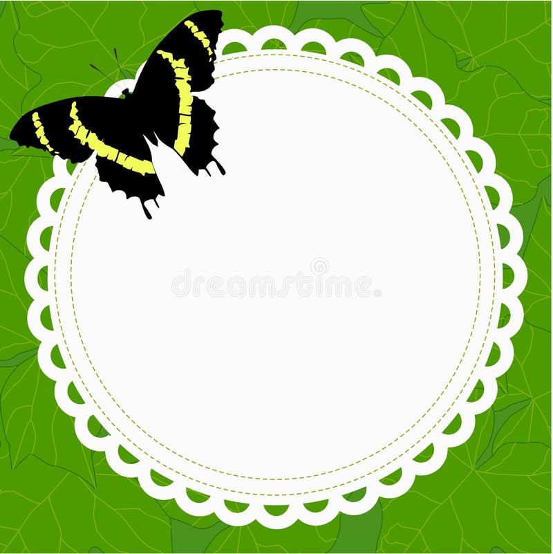 Marco redondo de la primavera hermosa con una mariposa en un fondo de ilustración del vector Marco redondo de la primavera hermosa con una mariposa en un fondo de ilustración del vector