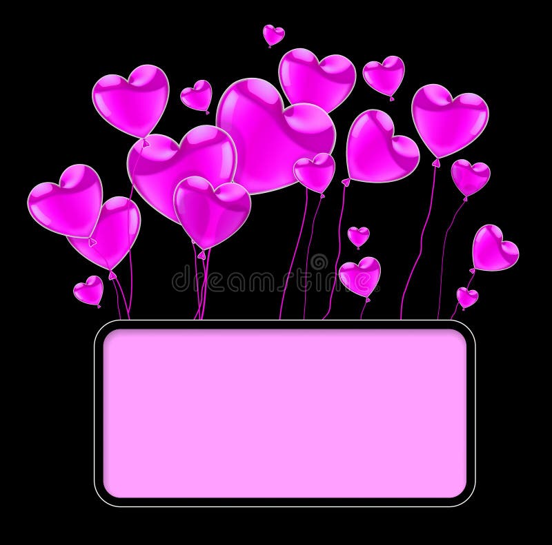 Marco rosa decorado con globos en forma de corazón. ilustración realista libre illustration