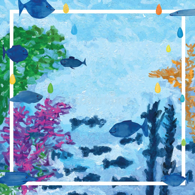 Marco subacuático de la decoración de los pescados ilustración del vector Marco subacuático de la decoración de los pescados ilustración del vector