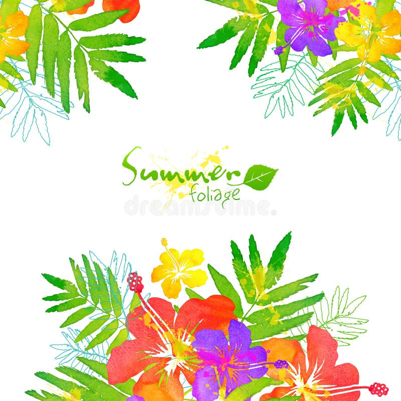 Marco tropical brillante del verano del vector de las flores libre illustration Marco tropical brillante del verano del vector de las flores libre illustration