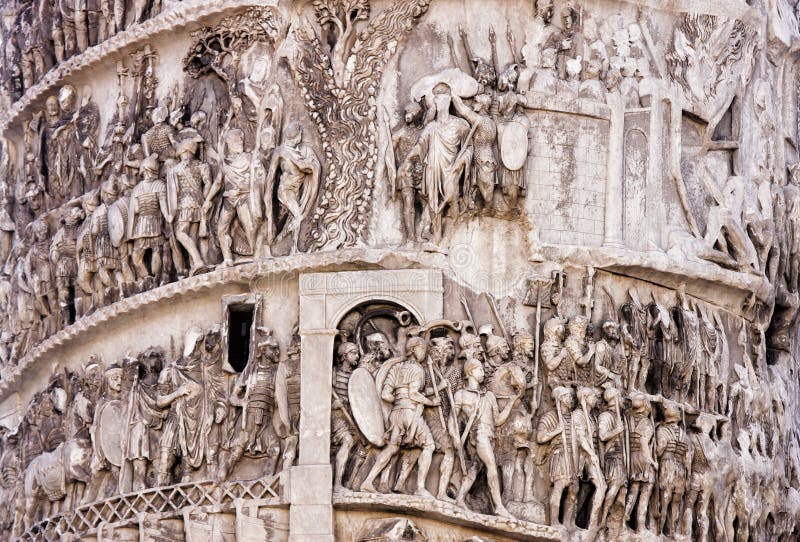 Marcus Aurelius kolonndetalj (Rome - Italien) arkivfoto Marcus Aurelius kolonndetalj (Rome - Italien) arkivfoto