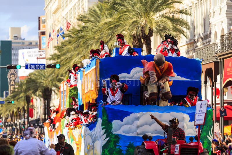 NEW ORLEANS USA FEB 1 2016: Mardi Gras parades through the streets of New Orleans.People celebrated crazily. Mardi Gras is the biggest celebration the city of New Orleans hosts every year. NEW ORLEANS USA FEB 1 2016: Mardi Gras parades through the streets of New Orleans.People celebrated crazily. Mardi Gras is the biggest celebration the city of New Orleans hosts every year.