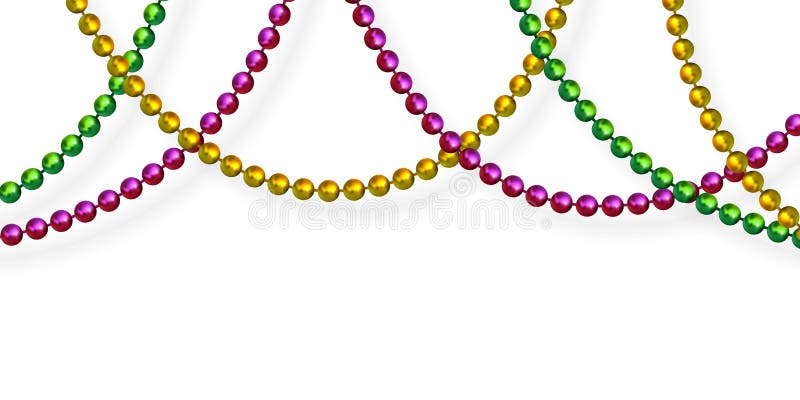 Mardi Gras beads in traditional colors.
