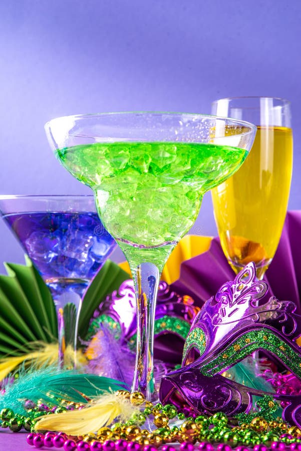 Mardi gras cocktails set stock photo. Image of feathers - 266047500