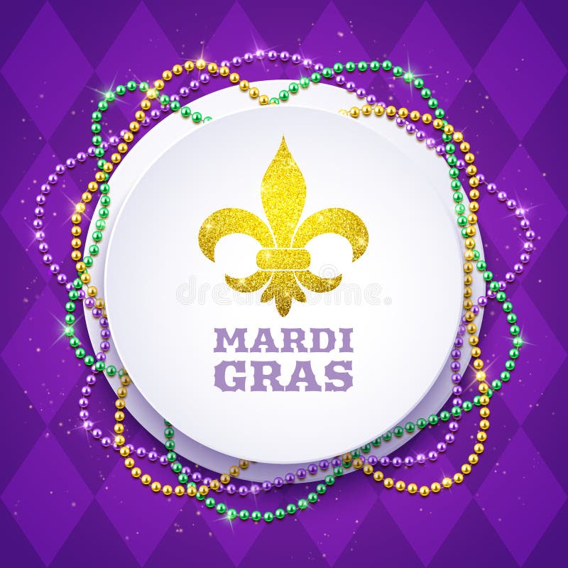 Mardi Gras Decorative Round Banner with Colorful Traditional Beads ...