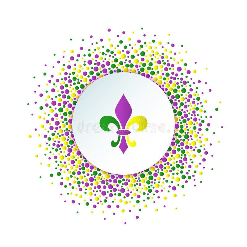 Mardi Gras feriebakgrund Rundan prack ramen med färgrika fleur de lis vektor illustrationer Mardi Gras feriebakgrund Rundan prack ramen med färgrika fleur de lis vektor illustrationer