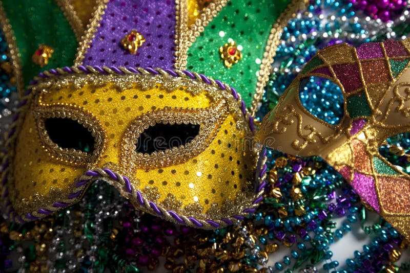 Mardi Gras Mask and Beads stock photo. Image of beads 8208062